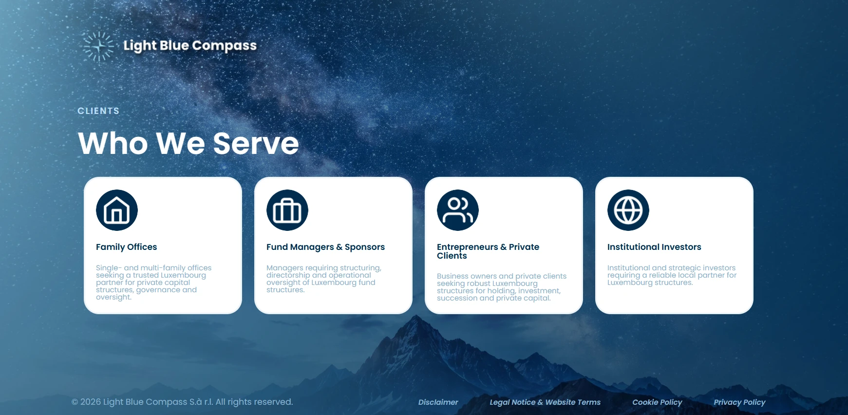 Light Blue Compass clients section